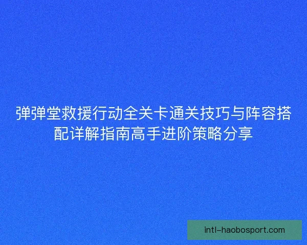 弹弹堂救援行动全关卡通关技巧与阵容搭配详解指南高手进阶策略分享